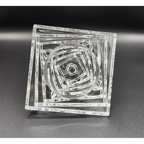 JG Durand Vintage Crystal Sculpture Candle Holder 2.25in x 4in 1980 Round Candle - Picture 3 of 11